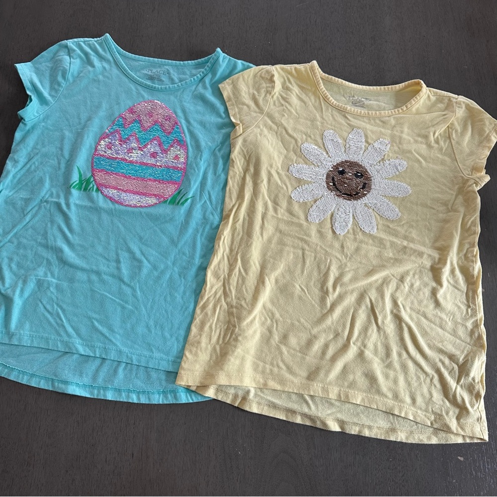 CHILDREN’S PLACE Flip Sequin Easter Spring T-Shirt Bundle Size Large 10 - 12